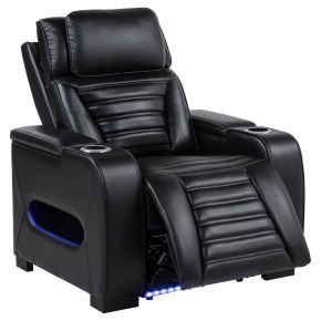 Coaster Fine Furniture 603253PP Zuma - Faux Leather Upholstered Dual Power LED Recliner - Black
