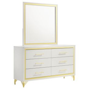 Coaster Fine Furniture 224733M Lucia - 6-Drawer Dresser With Mirror - White