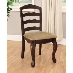 Furniture of America CM3109SC-DK-2PK Townsville - Side Chair (Set of 2) - Dark Walnut / Tan