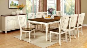 Furniture of America CM3216T Harrisburg - Dining Table With Butterfly Leaf - Vintage White / Dark Oak