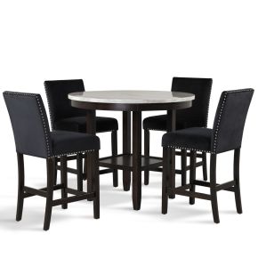 New Classic 41-400-BKC4C Celeste - Round Counter Table With 4 Black Chairs - Black