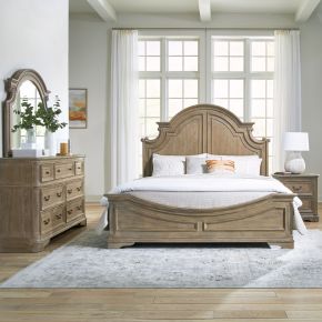 Liberty Furniture 244N-BR-QPBDMN Magnolia Manor - Queen Panel Bed, Dresser & Mirror, Night Stand - Weathered Bisque