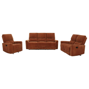 Coaster Fine Furniture 609574-S3 Navarro - 3 Piece Upholstered Reclining Sofa Set - Burnt Orange