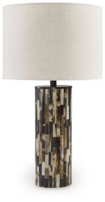 Ashley Furniture L235684 Ellford - Poly Table Lamp - Black / Brown / Cream