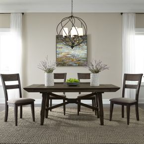 Liberty Furniture 152-CD-5TRS Double Bridge - 5 Piece Trestle Table Set - Dark Brown