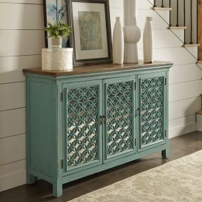 Liberty Furniture 2011-AC5636 Kensington - 3 Door Accent Cabinet - Turquoise / Worn Wood Tone