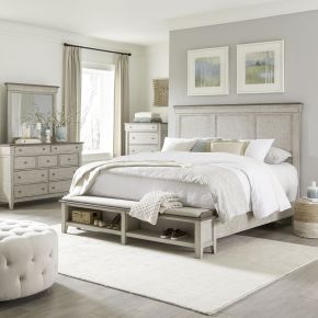 Liberty Furniture 457-BR-QSBDMC Ivy Hollow - 4 Piece Bedroom Set (Queen Storage Bed, Dresser & Mirror, Chest) - White