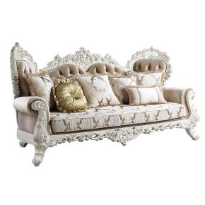 ACME LV00803 Vanaheim - Sofa - Fabric & Antique White Finish