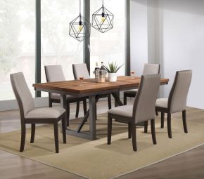 CoasterEssence 106581-S7G Spring Creek - 7 Piece Rectangular Dining Table Set - Taupe