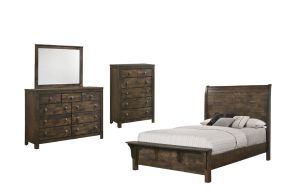 New Classic 00-1334-14C Blue Ridge - 6/6 Eastern King 4 Piece Bedroom Set (Bed & Dresser & Mirror & Chest) - Rustic Gray