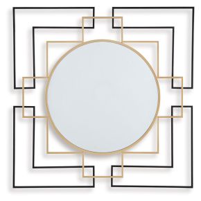 Signature Design by Ashley® A8010394 Oceanal - Accent Mirror - Black / Gold Finish