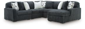 Signature Design by Ashley® 98105S23 Midnight-Madness - 5-Piece Sectional With RAF Corner Chaise - Gunmetal