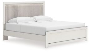 Signature Design by Ashley® PCB3381B8 Zuraleus - King Upholstered Panel Platform Bed With Roll Slats - White