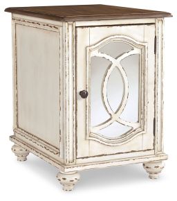 Ashley Furniture T743-7 Realyn - Chair Side End Table - Insert Mirror - White / Brown