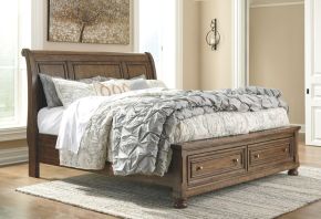 Signature Design by Ashley® B719/77/74/98 Flynnter - Medium Brown - Queen Storage Sleigh Bed