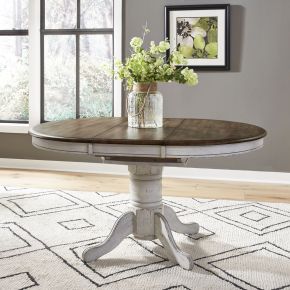 Liberty Furniture 186W-CD-PED Liberty Furniture 186W-CD-PED Carolina Crossing - Pedestal Table - White / Antique Honey