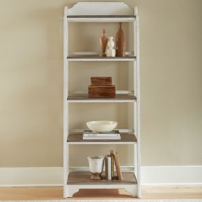 Liberty Furniture 244-BK201 Magnolia Manor - Leaning Pier Bookcase - Antique White