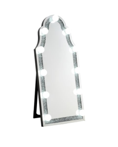 ACME 97986 Noralie - Accent Floor Mirror - Mirrored & Faux Diamonds - Wood