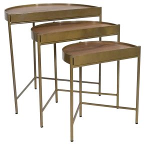 Coaster Fine Furniture 936156 Tristen - 3 Piece Demilune Nesting Table - Brown And Gold