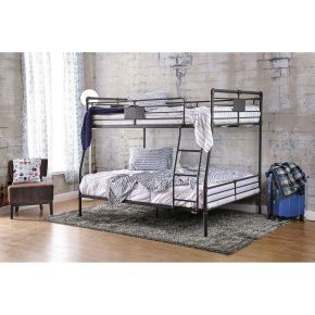 Furniture of America CM-BK913FQ-BED Olga - Full Over Queen Bunk Bed - Antique Black