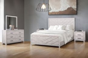 New Classic 00-3314-25N Biscayne - 6/0 Western King 5 Piece Bedroom Set (Bed & Dresser & Mirror & 2 Nightstands) - Gray