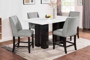 New Classic 45-1221-D4C Faust - Adjustable Table With 4 Counter Chair - Gray