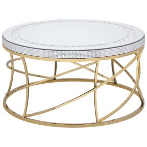 CoasterEveryday 710368 Elise - Round Mirror Top Stainless Steel Coffee Table - Gold