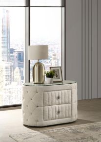 Coaster Fine Furniture 360112 Sonya - 2-Drawer Upholstered Nightstand Bedside Table - Ivory