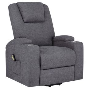 Coaster Fine Furniture 610453P Louie - Chenille Upholstered Power Lift Massage Chair - Dark Gray