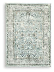 Signature Design by Ashley® R407502 Ladstoney - 5' x 7' Rug - Teal / Beige / Ochre