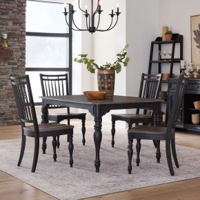 Liberty Furniture 244B-CD-O5LTS Liberty Furniture 244B-CD-O5LTS Magnolia Manor - Opt 5 Piece Leg Table Set - Weathered Bark & Antique Black