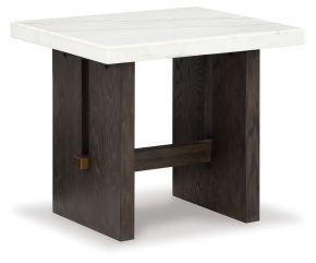 Signature Design by Ashley® T779-3 Burkhaus - Rectangular End Table - White / Dark Brown