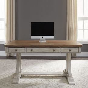 Liberty Furniture 652-HO107 Farmhouse Reimagined - Writing Desk - Antique White / Chestnut Tops