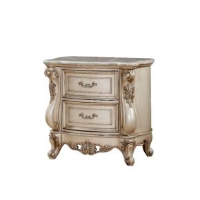 ACME 27443 Gorsedd - Nightstand With Marble Top - Marble Top & Golden Ivory