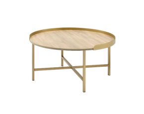 ACME 82335 Mithea - Coffee Table - Oak Table Top & Gold Finish