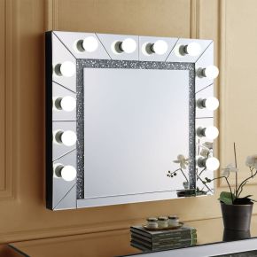 ACME AC00762 Noralie - 28" Accent Mirror - Mirrored & Faux Diamonds