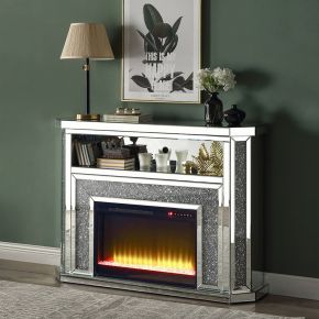 ACME AC00508 Noralie - 51" Fireplace With LED - Mirrored & Faux Diamonds