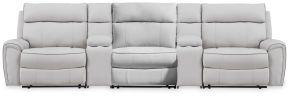 Ashley Furniture PC98802S39 Ashley Furniture PC98802S39 Social Pointe - 5-Piece Power Reclining Sectional With Storage Consoles And Power Armless Recliner - Pearl / Ash