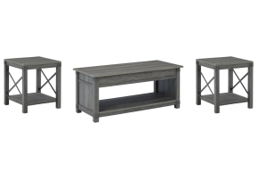 Signature Design by Ashley® T175/9/2(2) Freedan - 3 Pc. - Coffee Table, 2 End Tables - Grayish Brown