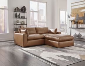 Signature Design by Ashley® 30901/64/65/08 Emilia - 3 Pc. - 2-Piece Sectional Loveseat, Ottoman - Caramel