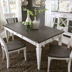 Liberty Furniture 417-DR-5RLS Allyson Park - 5 Piece Rectangular Table Set - Wirebrushed White / Charcoal