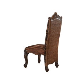 ACME 61102 Versailles - Side Chair (Set of 2) - 2-Tone Light Brown PU/Fabric & Cherry Oak
