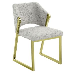 ACME DN02107 Galdesa - Side Chair (Set of 2) - Teddy Sherpa & Mirrored Gold