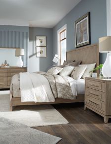 Liberty Furniture 789-BR-CPBDMN Brentwood - 4 Piece Bedroom Set (California King Panel Bed, Dresser & Mirror, Nightstand) - Sandstone