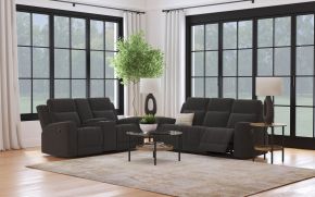 Coaster Fine Furniture 610284-S2 Brentwood - 2 Piece Upholstered Reclining Sofa Set - Dark Charcoal