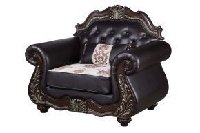 New Classic U1754-10A Maximus - Chair Seat Cushion & Frame, Arms, And Throw Pillow - Dark Brown