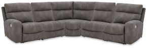 Signature Design by Ashley® 61003S8 Next-Gen Durapella - 5-Piece Power Reclining Sectional With RAF And LAF Recliners - Slate