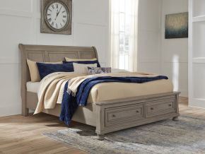 Signature Design by Ashley® B733/78/76/99 Lettner - Light Gray - King Sleigh Bed With 2 Storage Drawers