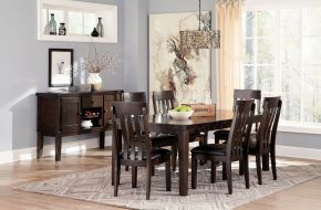 Signature Design by Ashley® D596/35/01(6) Haddigan - 7 Pc. - Extension Table, 6 Side Chairs - Dark Brown