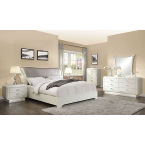 ACME 20387EK Bellagio - Eastern King Bed - PU & Ivory High Gloss